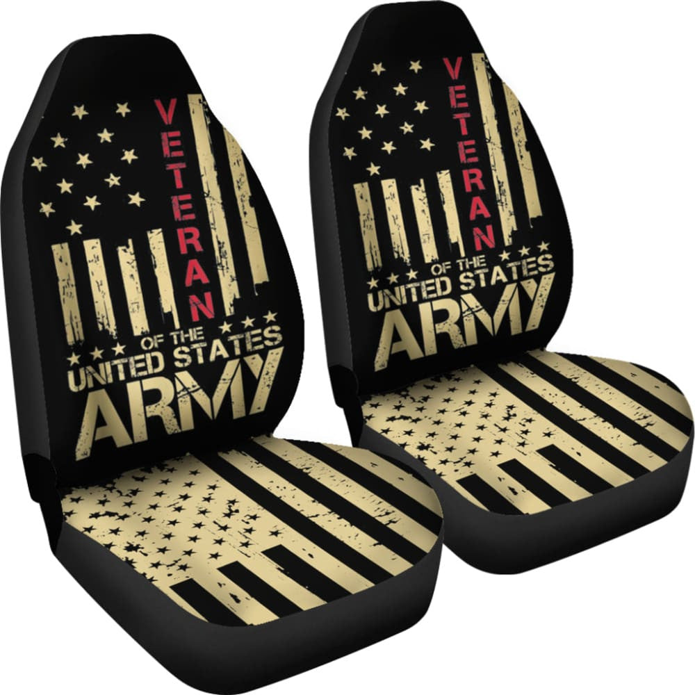 Patriotic U.S Army Veteran Red Line American Flag Car Seat Covers