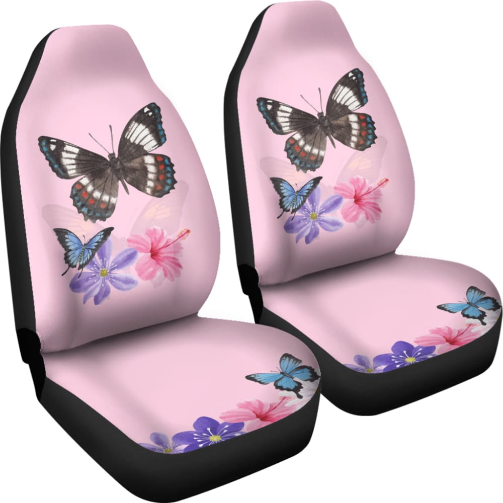 Floral Colorful Butterflies Pink Themed Car Seat Covers