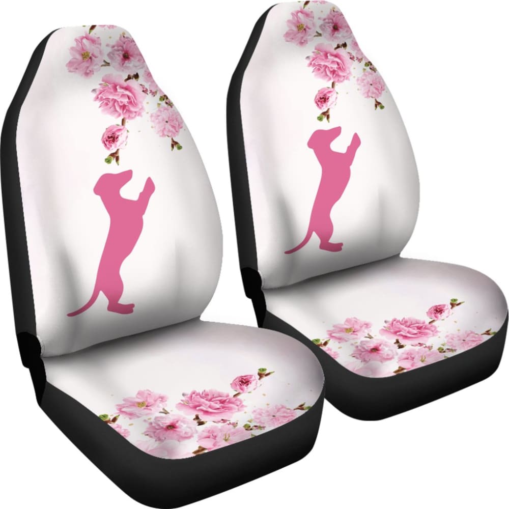 Pink Dachshund And Floral For Flower And Dog Lovers Car Seat Covers