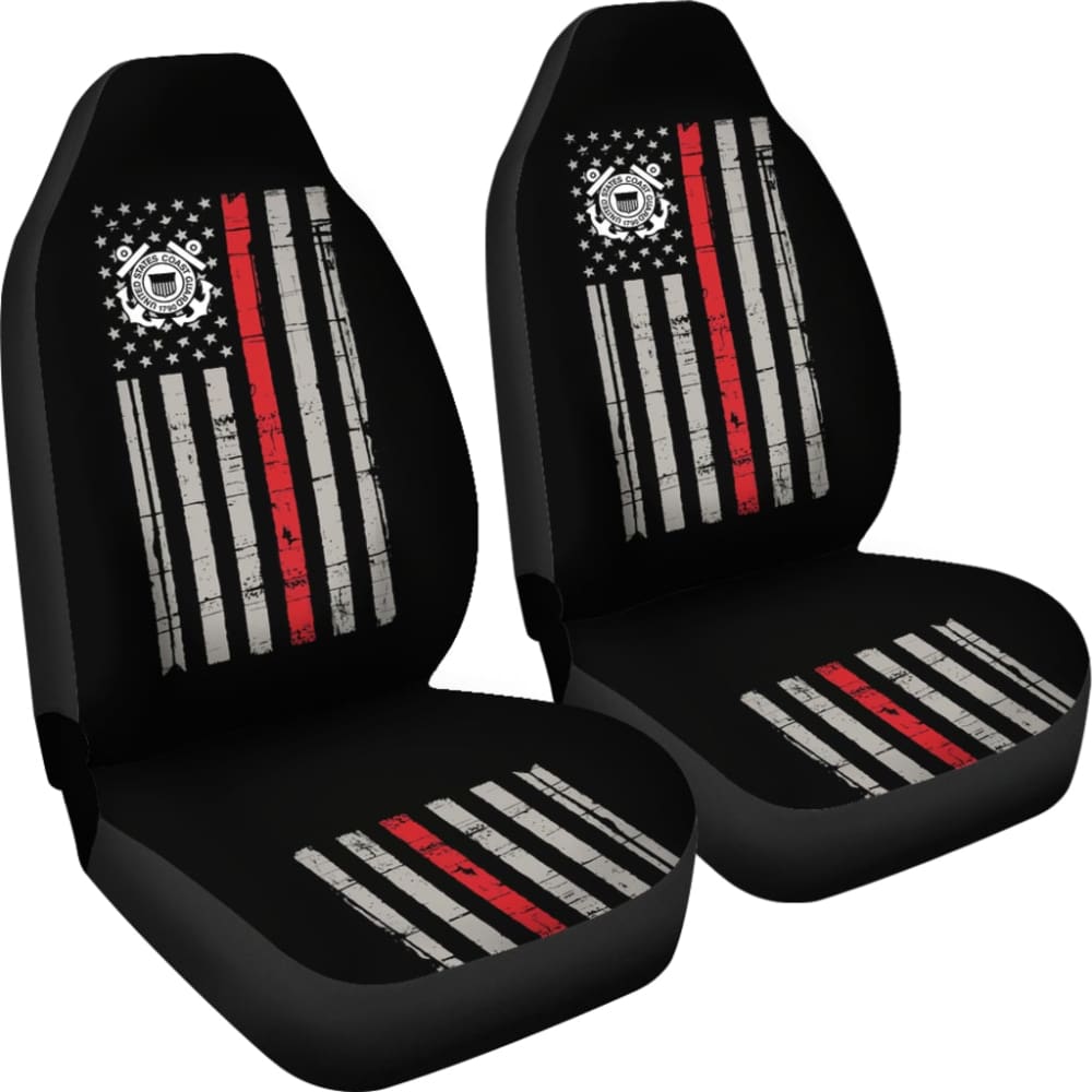 Thin Red Line American Flag US Coast Guard Car Seat Covers Custom