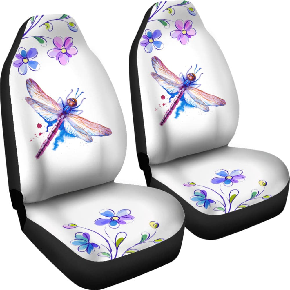 Dragonfly and Flower Print Car Seat Covers