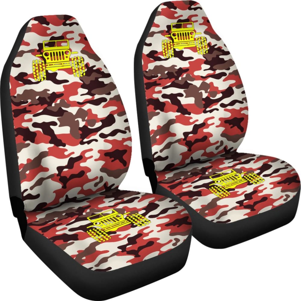 Orange Camouflage Color Dark Brown Jeep Car Seats Covers