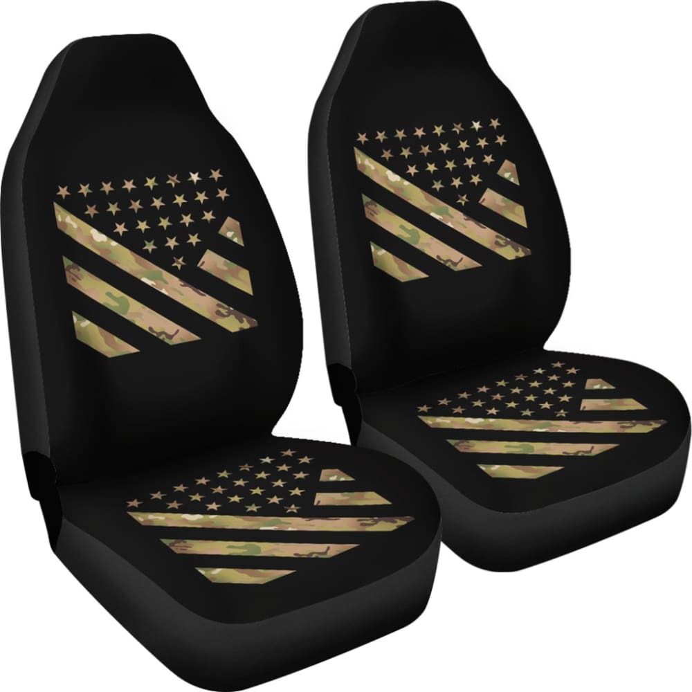 Amazing Green American Flag Stars And Stripes Car Seat Covers
