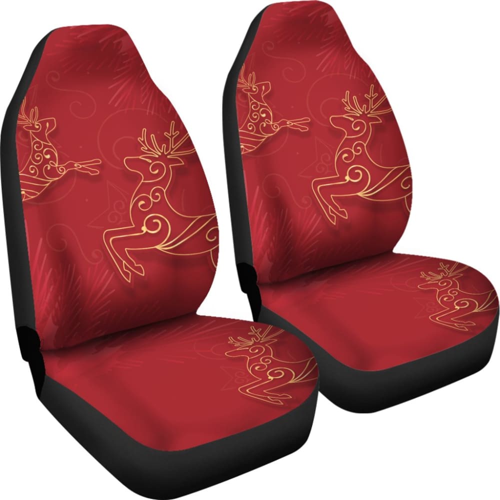 Christmas Reindeer And Pine Tree Pattern Car Seat Covers