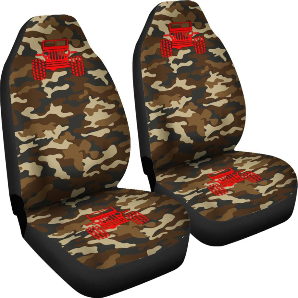 Dark Orange Camouflage Color Dark Blue Jeep Car Seats Covers
