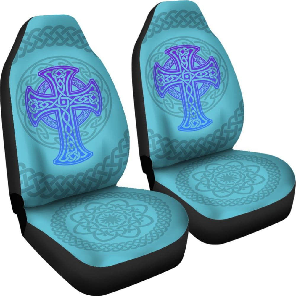 Celtic Cross Car Seat Covers Knot Circle Set Light Of Blue