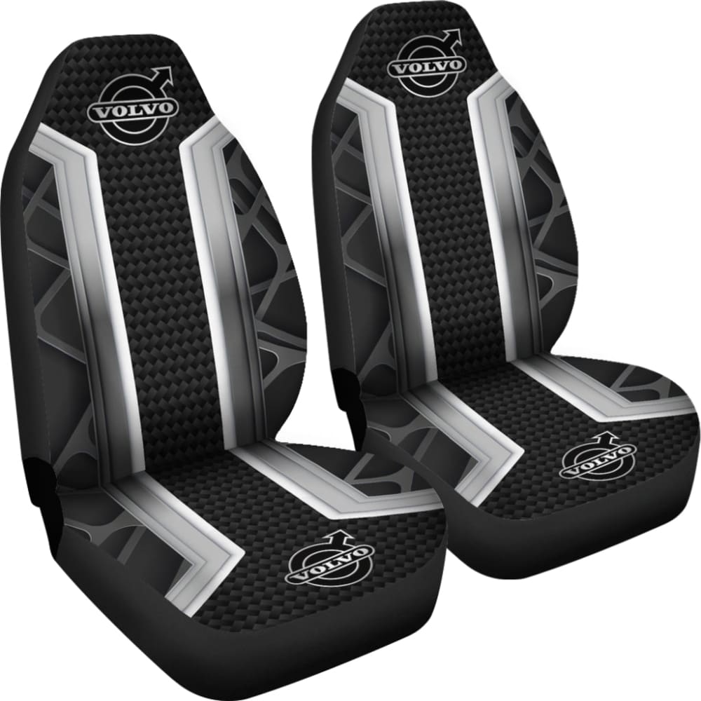 Amazing Volvo Silver Black Themed Printed Car Seat Covers