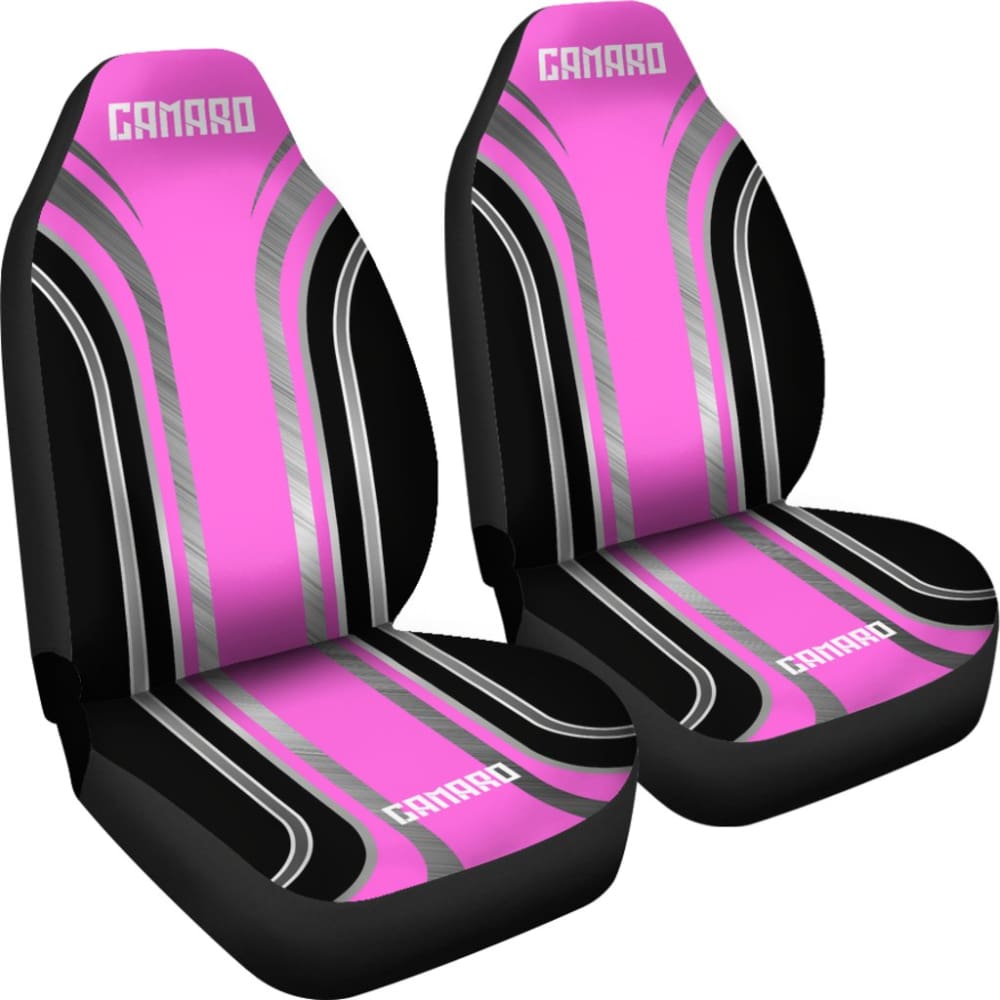 Pink Black Camaro White Letter Car Seat Covers