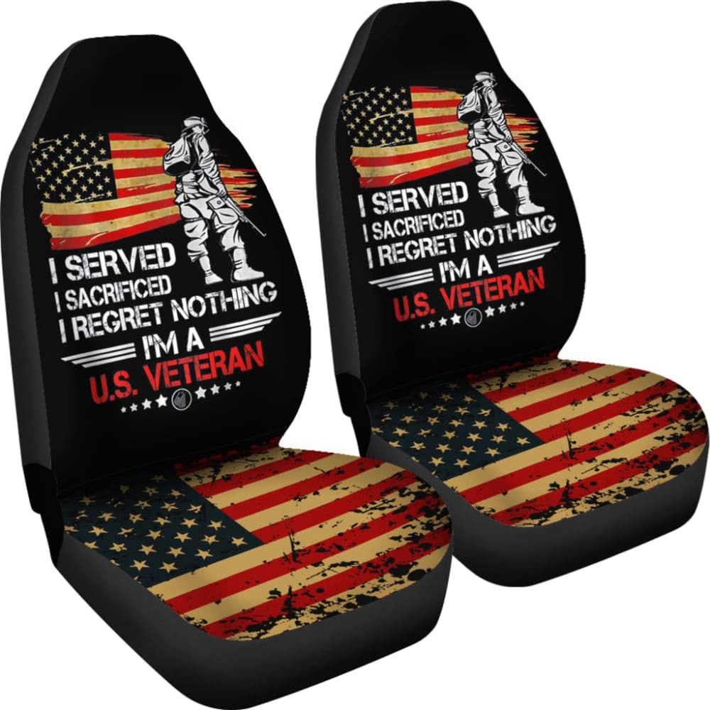 Us Proud Army Veteran Gifts I'M A U.S Veteran American Flag Car Seat Covers
