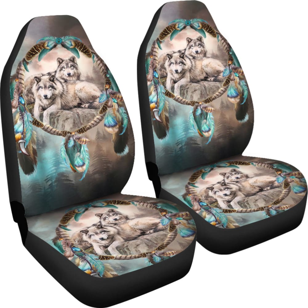 Car Seat Covers Native American Wolf Dreamcatcher