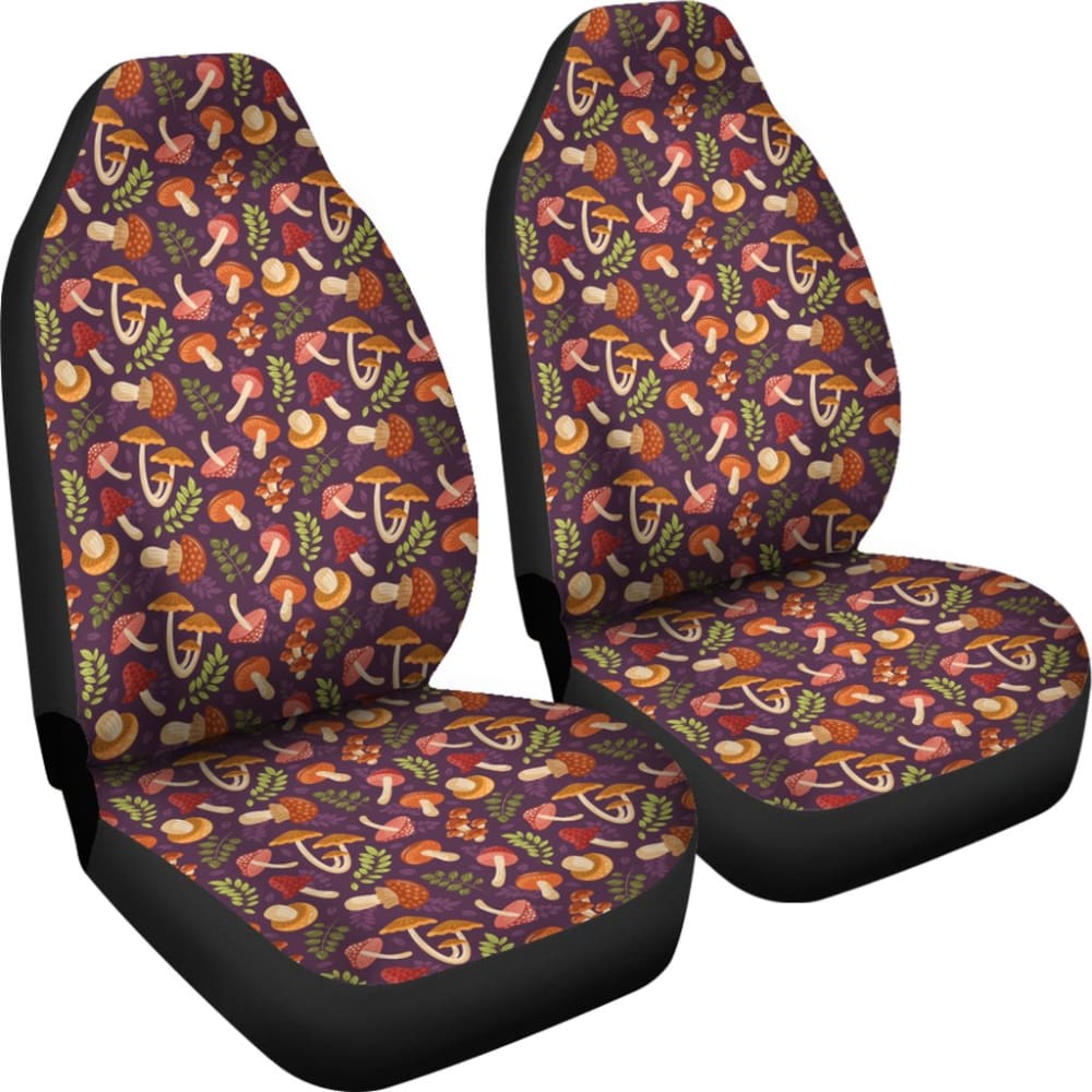 Cute Purple Mushroom Printed Car Seat Covers