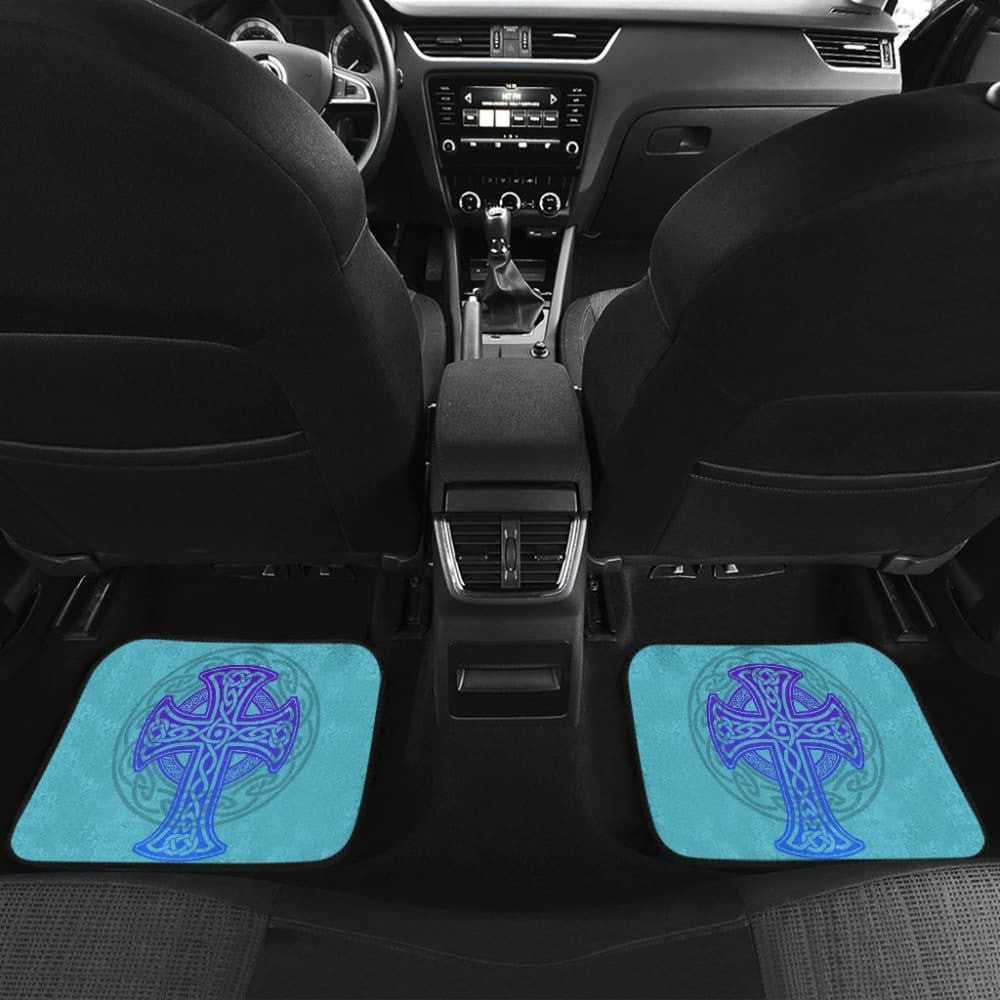 Celtic Cross Car Floor Mats Knot Circle Set Light Of Blue