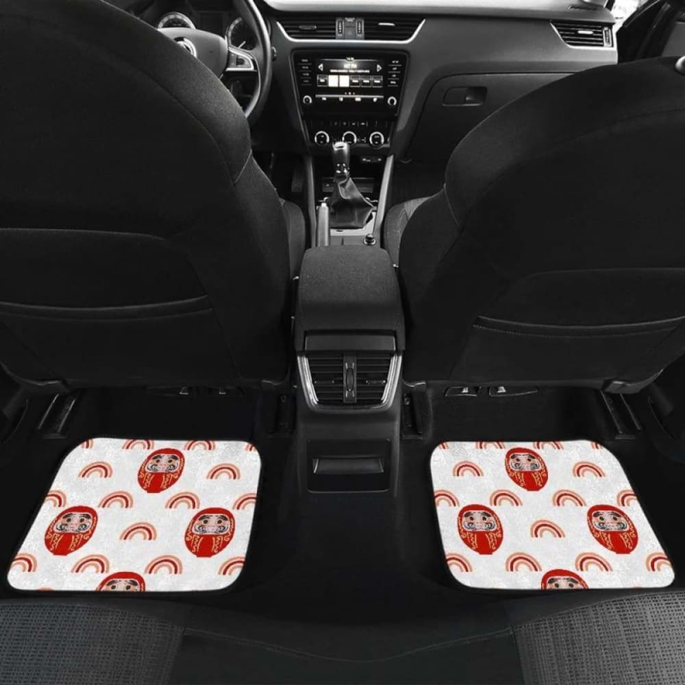 Daruma Japanese Wooden Doll Design Pattern Front And Back Car Mats