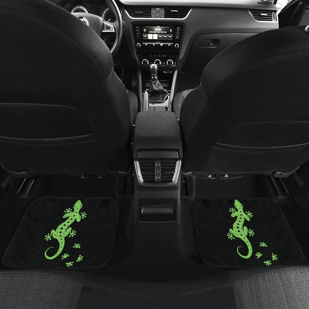 Cute Green Lizard Paw Print Car Floor Mats
