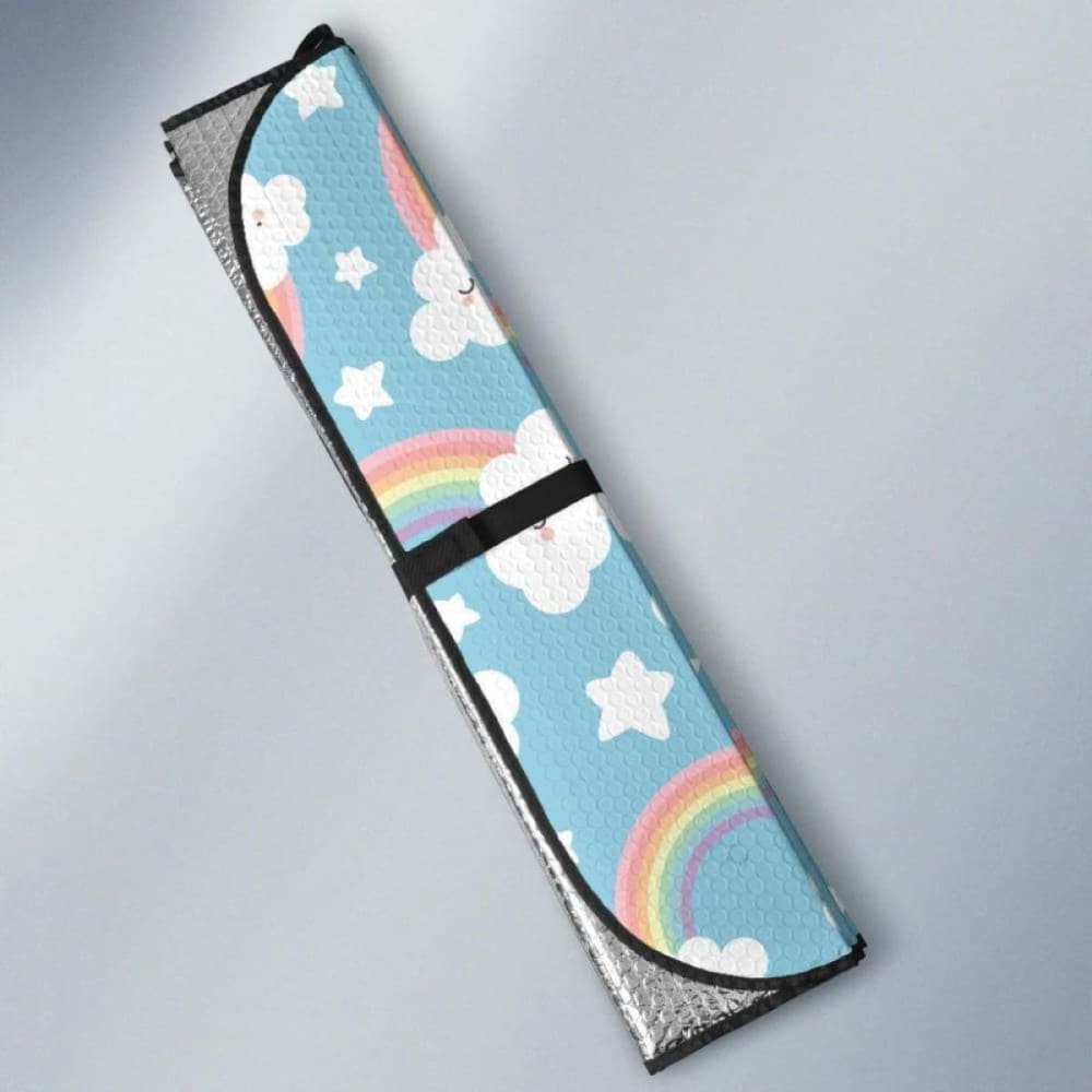 Cute Rainbow Clound Star Pattern Blue Background Car Auto Sun Shades
