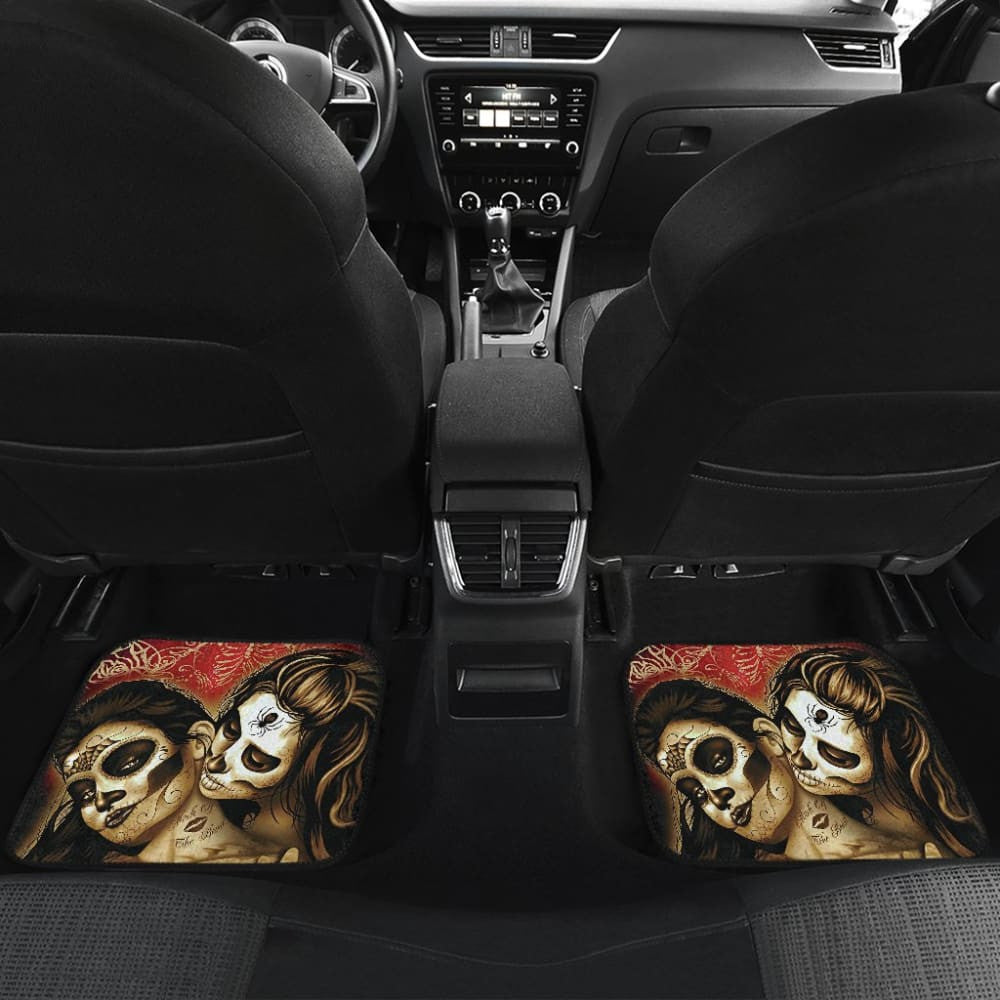 Calavera Sugar Skull Valentine Lovers Car Floor Mats