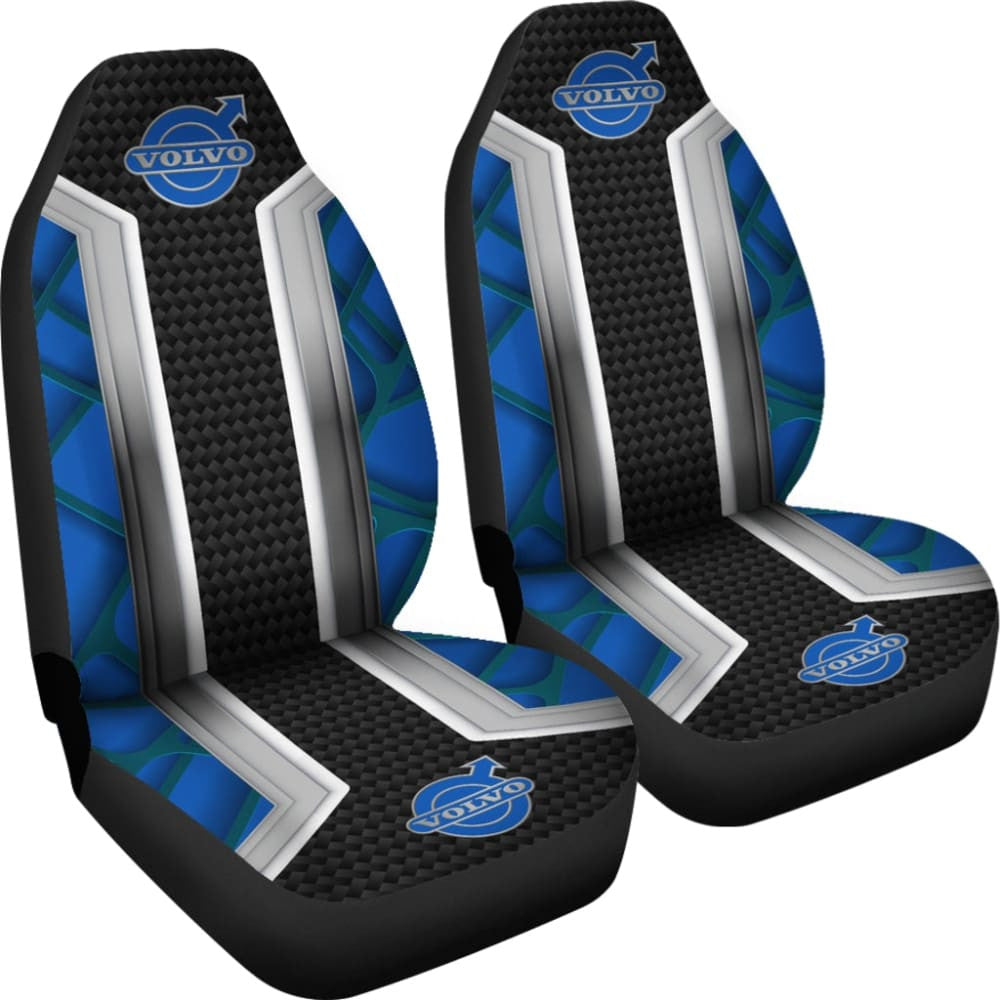 Amazing Volvo Blue Black Themed Printed Car Seat Covers