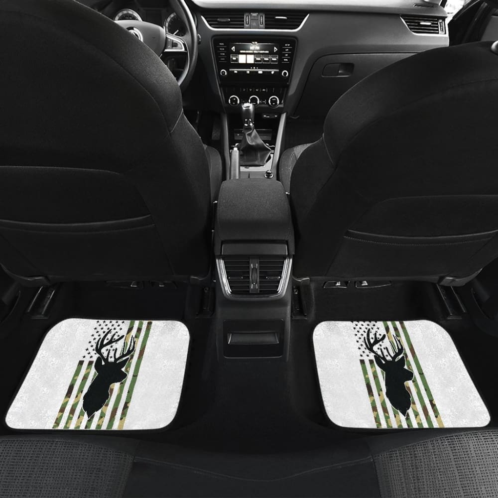 Amazing Green American Flag Deer Hunting Car Floor Mats