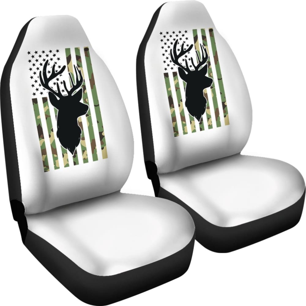 Amazing Green American Flag Deer Hunting Car Seat Covers