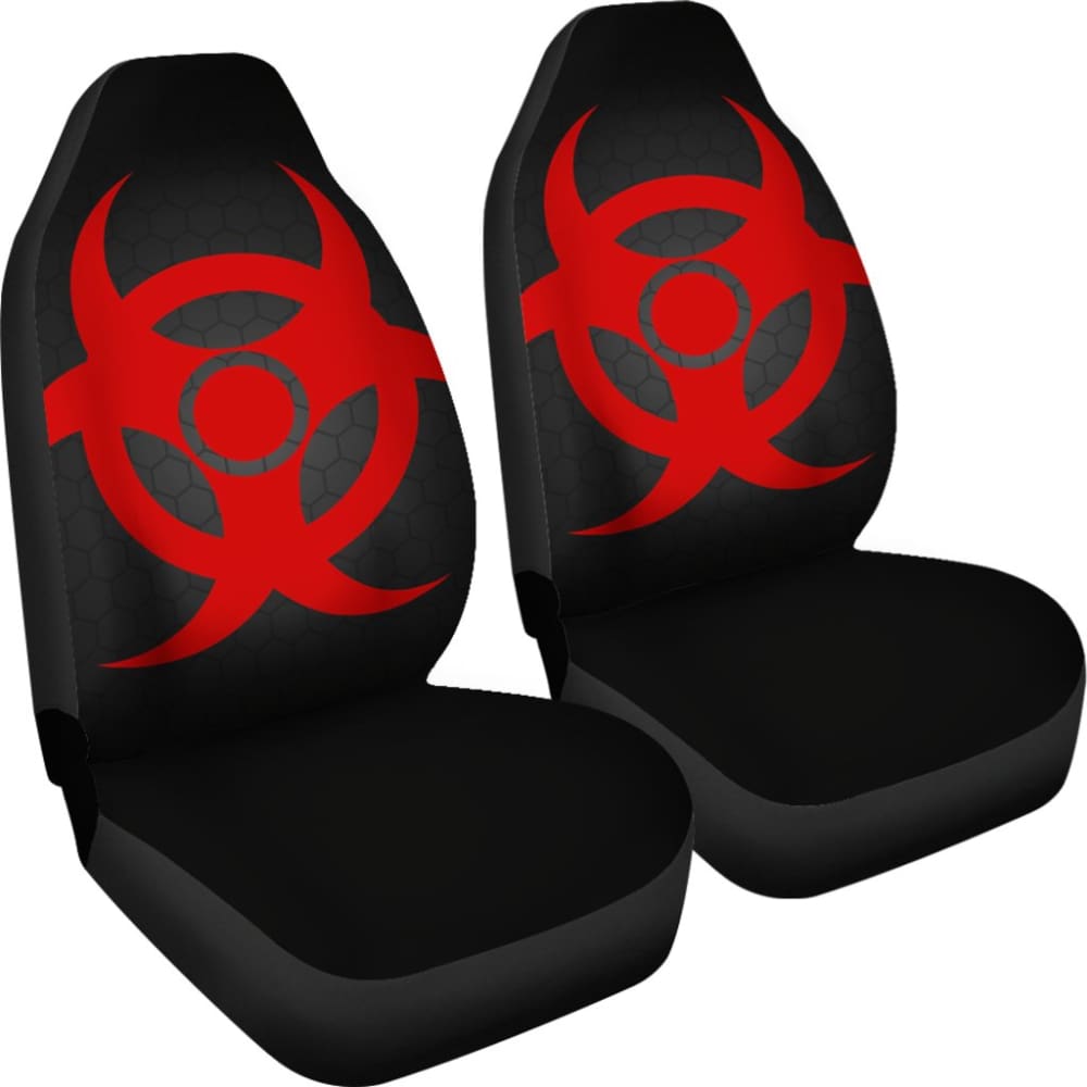Red Biohazard Warning Black Background Car Seats Covers
