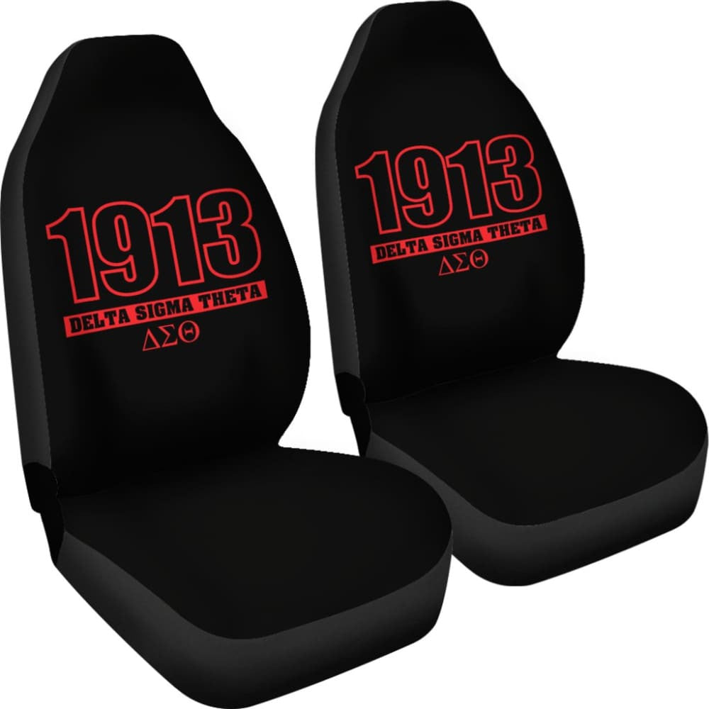 Red Delta Sigma Theta Black Themed Car Seat Covers