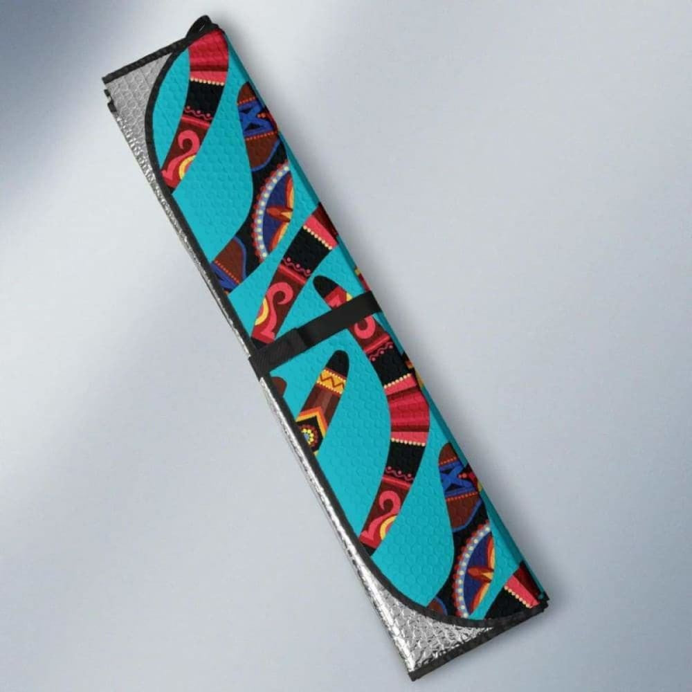 Boomerang Australian Aboriginal Ornament Blue Background Car Auto Sun Shades