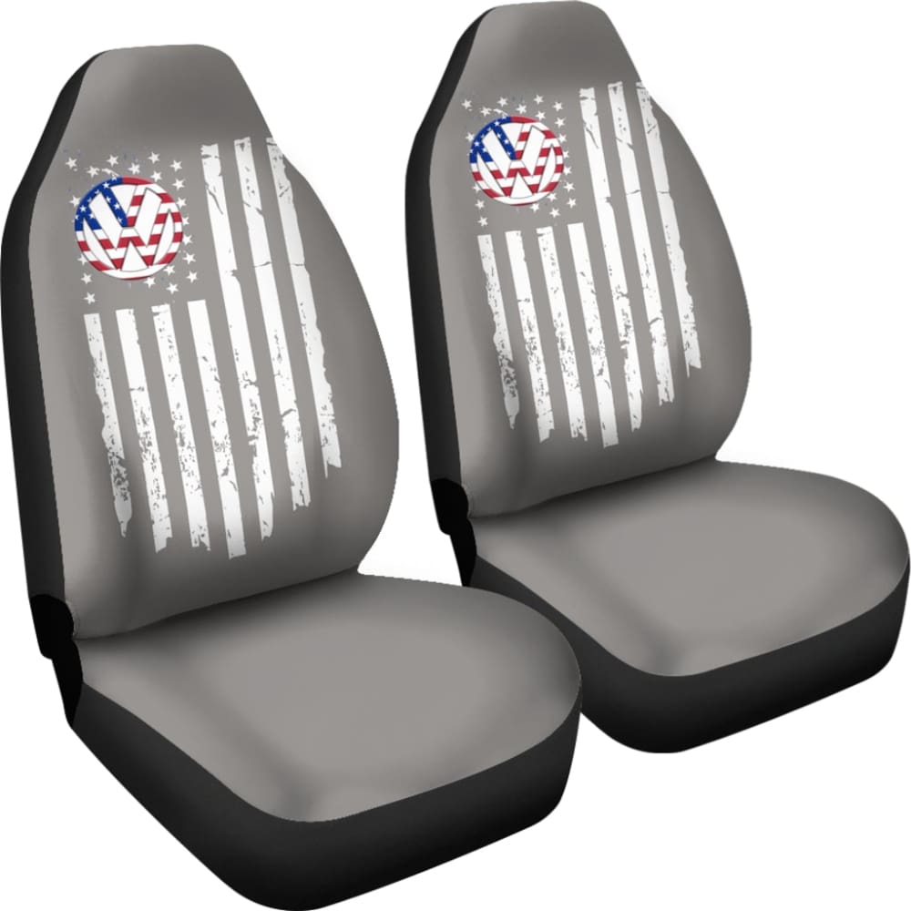 Volkswagen Custom White American Flag On Grey Design Car Seat Covers