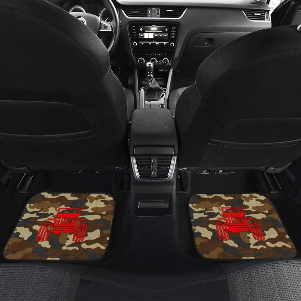 Dark Orange Camouflage Color Dark Blue Jeep Car Floor Mats