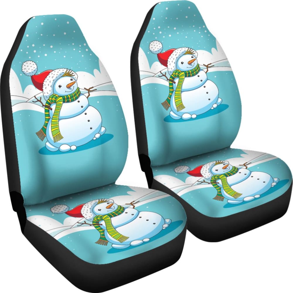 Cute Snowman Pattern Print Car Seat Covers
