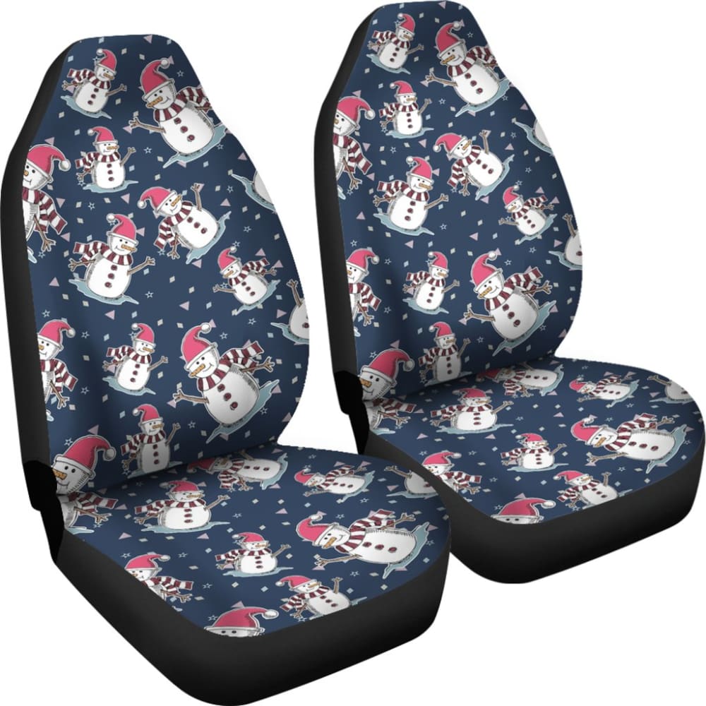 Car Seat Covers Cute Snowman Winter Universal Auto Accessories
