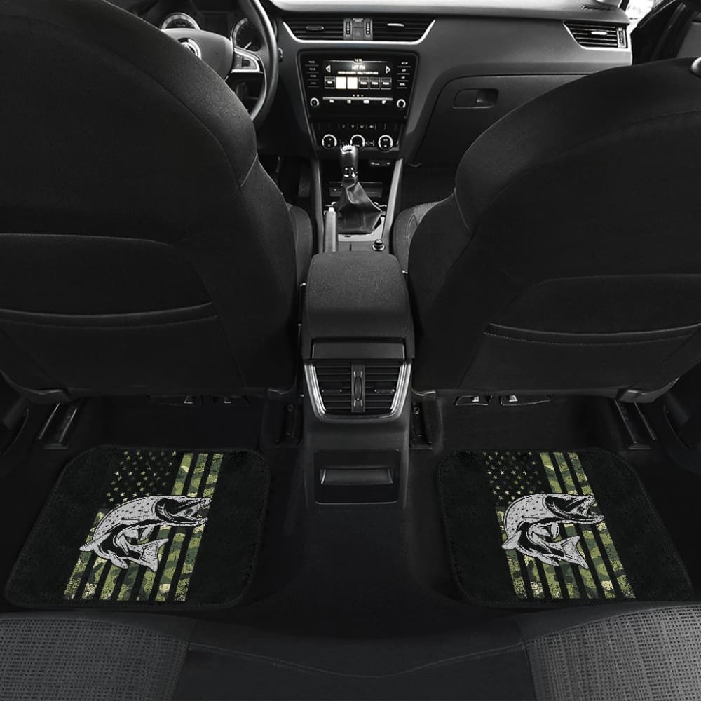 Amazing Trout Fish Custom Green American Flag Car Floor Mats