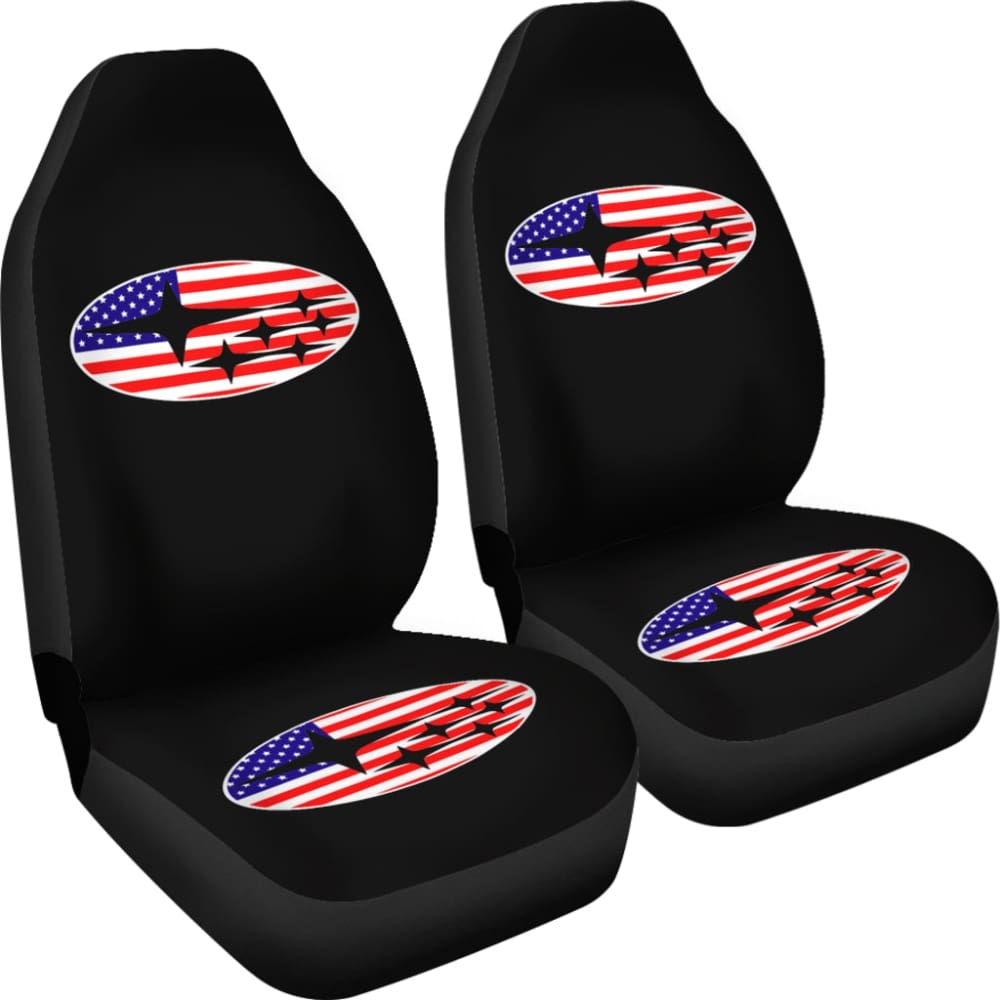 Subaru Mixed American Flag Patriotic On Black Design Car Seat Covers
