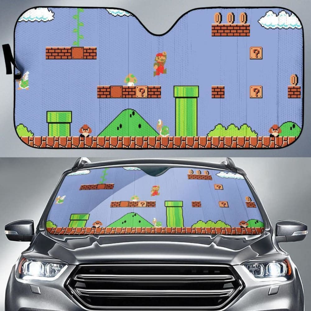 Retro Super Mario Xi Mural Auto Sun Shades Amazing