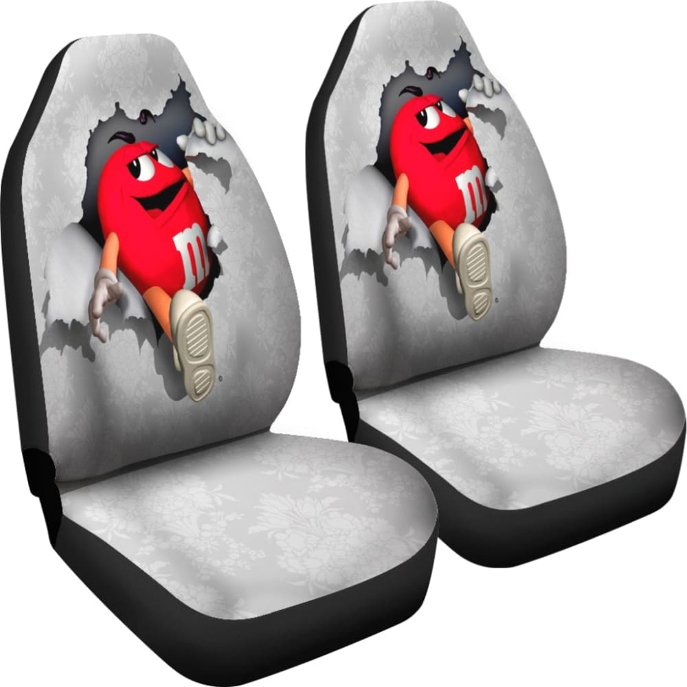 Red M&M Chocolate Car Seat Covers Car Accessories Decoration