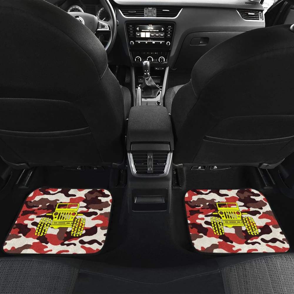 Orange Camouflage Color Dark Brown Jeep Car Floor Mats