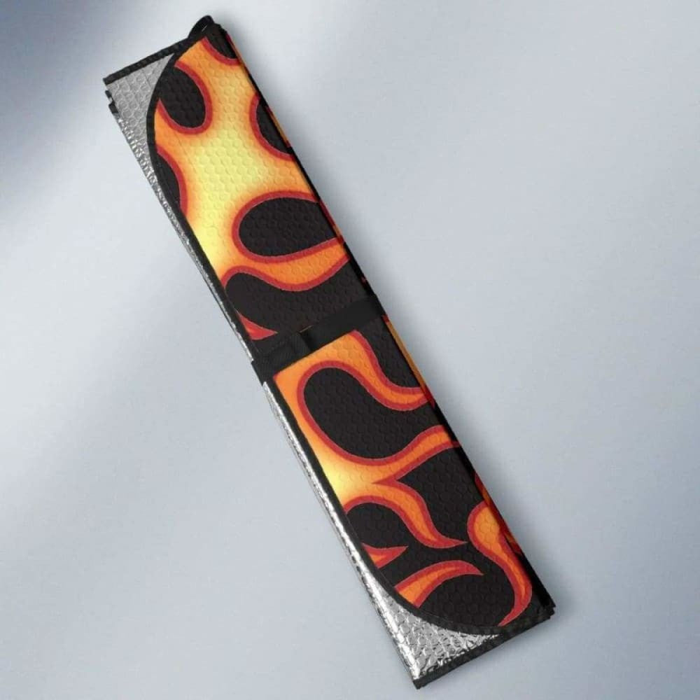 Fire Flame Dark Pattern Car Auto Sun Shades
