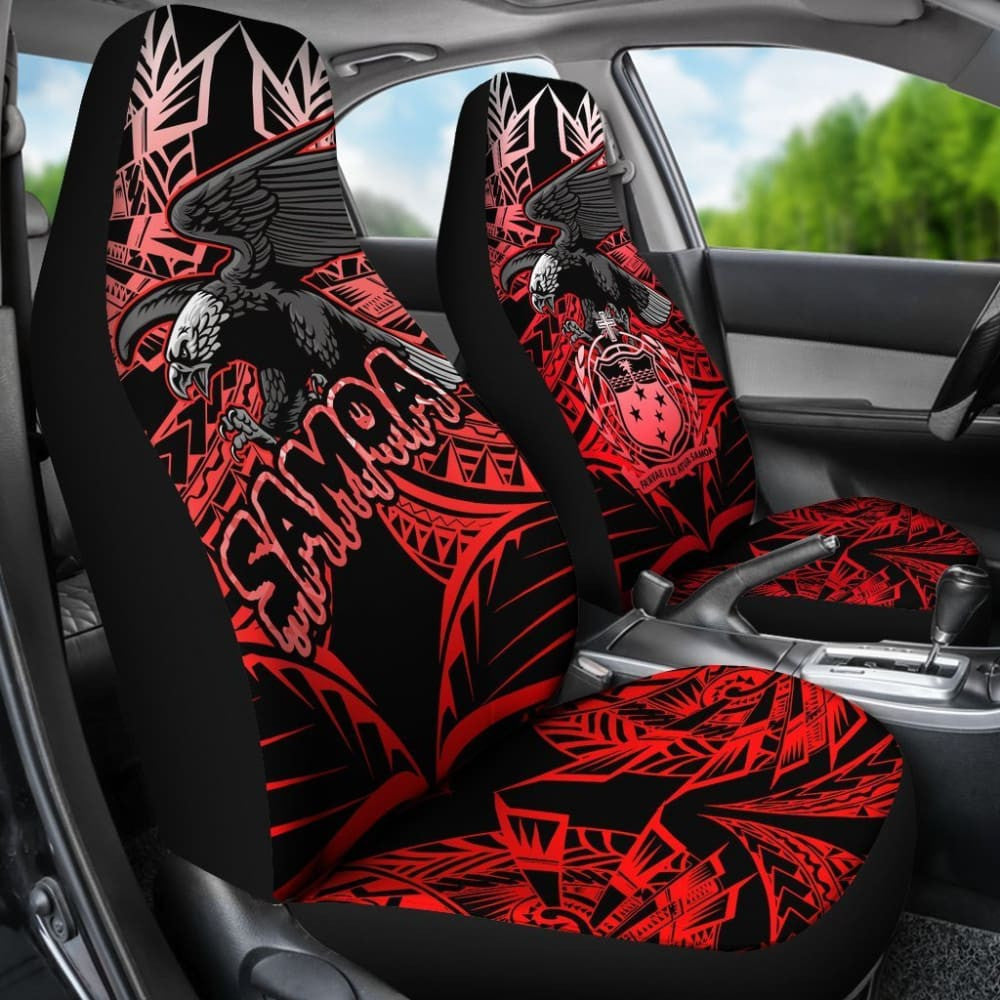 Samoa Polynesian Car Seat Covers - Eagle Tribal Pattern Red -