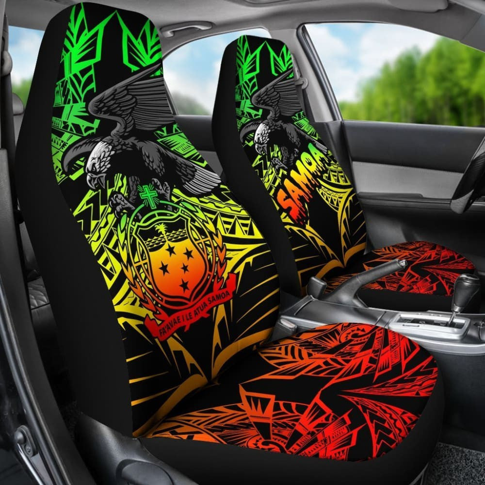 Samoa Polynesian Car Seat Covers - Eagle Tribal Pattern Reggae -