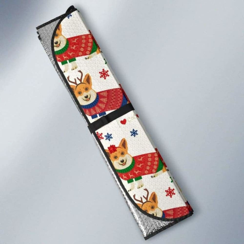 Corgi Christmas Pattern Car Auto Sun Shades