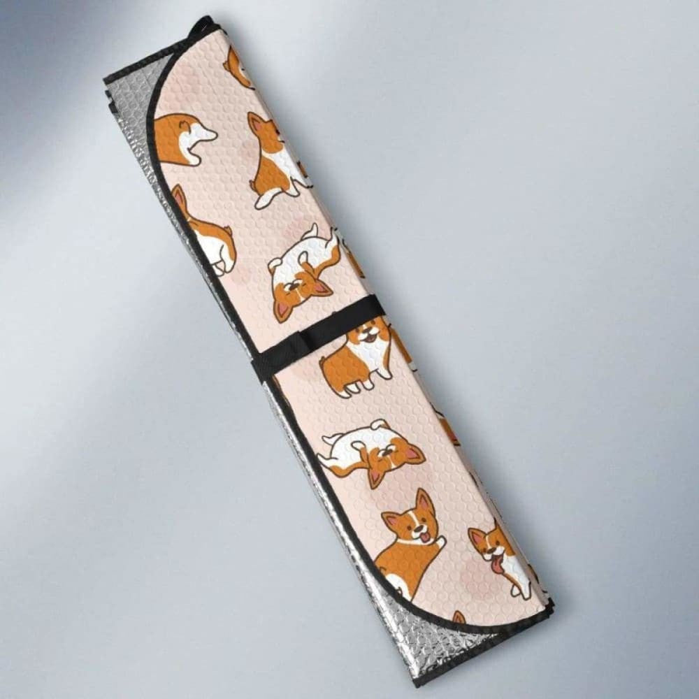 Cute Corgis Pattern Pink Background Car Auto Sun Shades