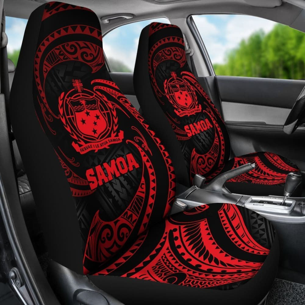 Samoa Polynesian Car Seat Covers - Red Tribal Wave -
