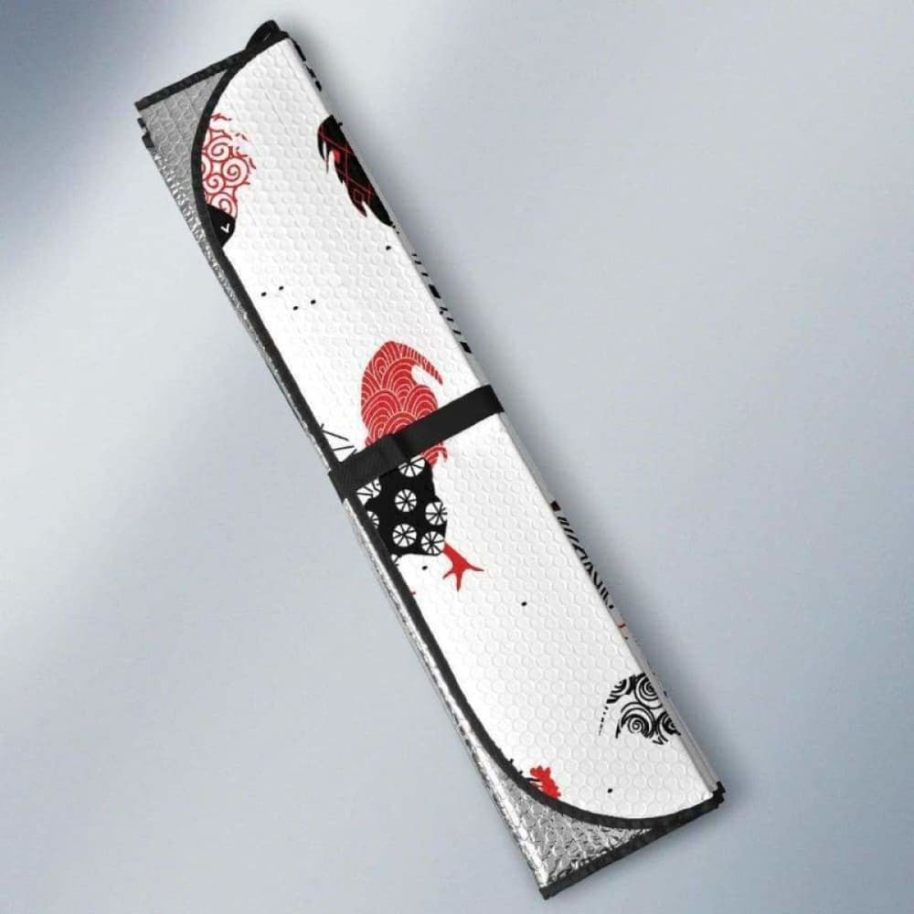 Cool Rooster Chicken Cock Floral Ornament Background Car Auto Sun Shades