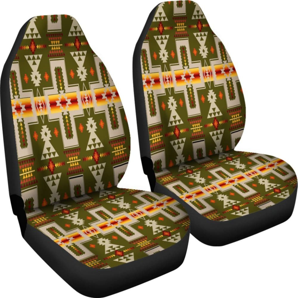 Nat Dark Green Tribe Design Native American Car Seat Covers