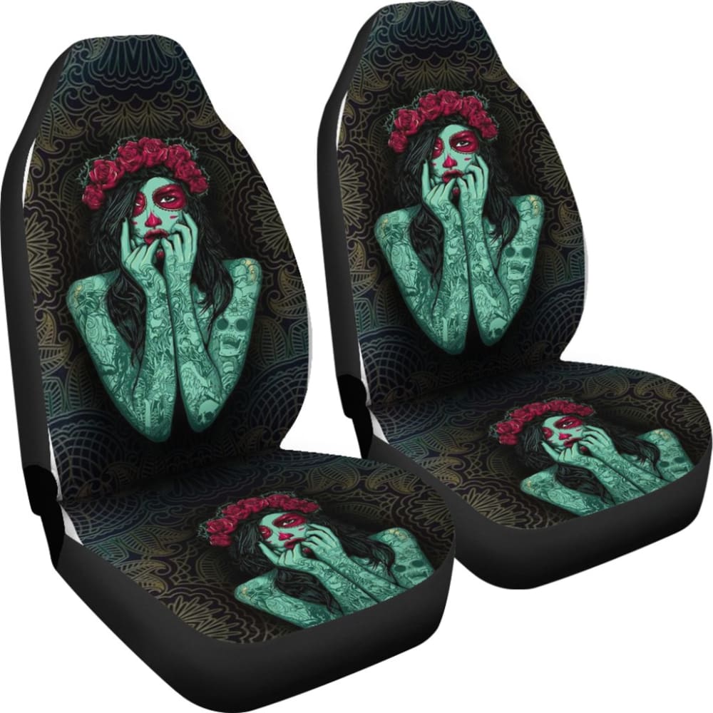 Skull Gift Polyester FabricD Skull Car Seat Cover Set