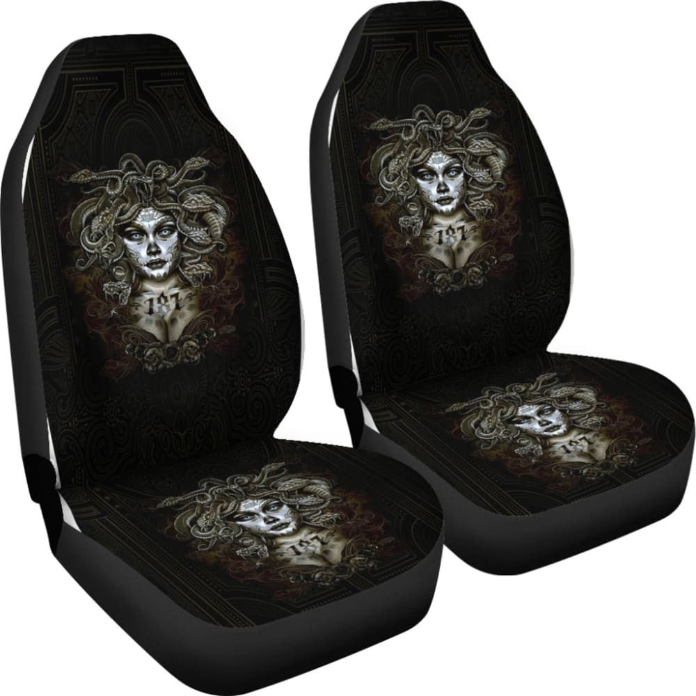 Skull Gift Polyester FabricD Skull Car Seat Cover Set