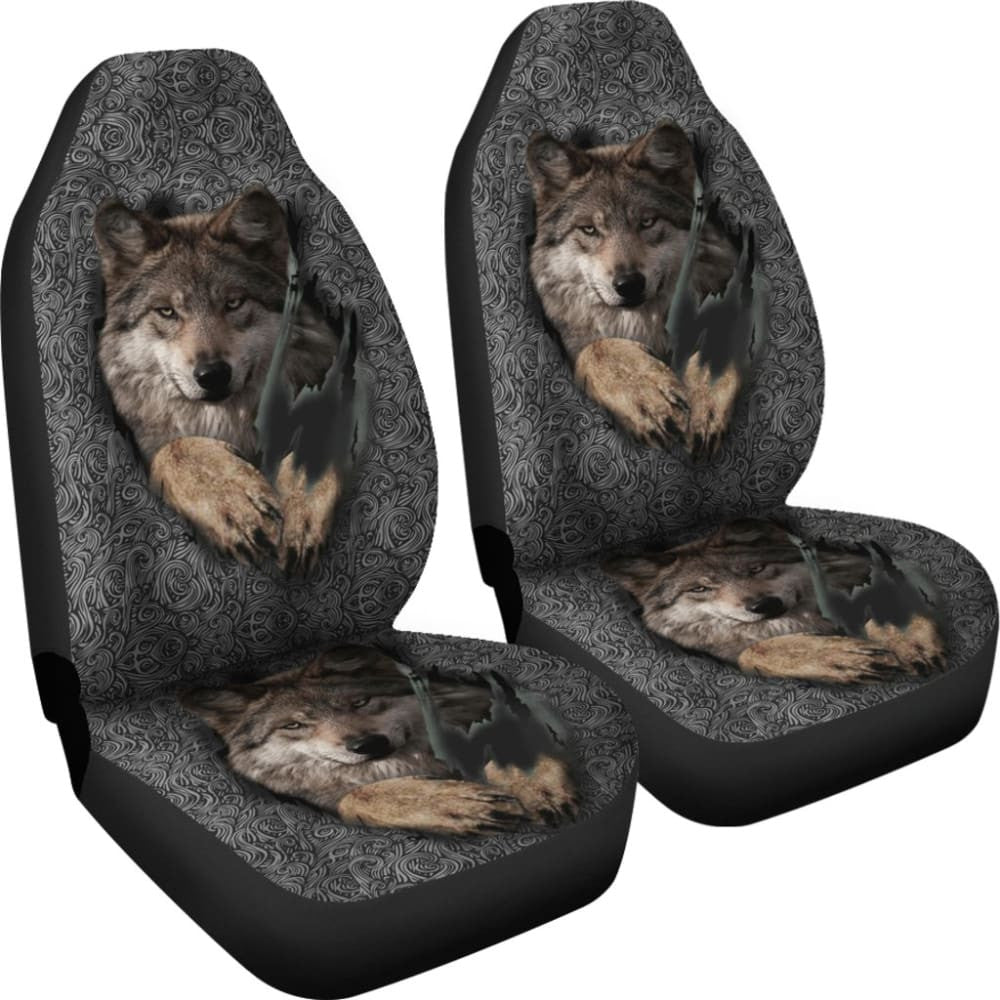 Gray Wolf Jumping Native American Car Seat Covers