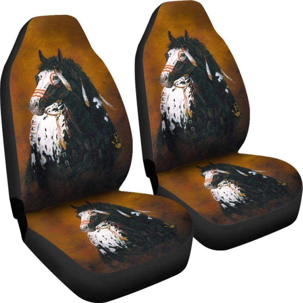 Black White Paint Horse Native Car Seat Covers