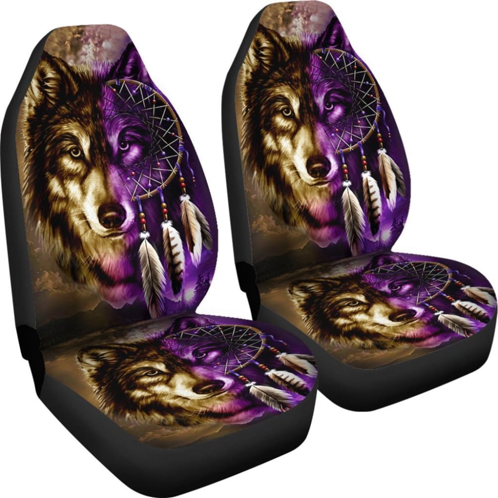 Purple Wolf Dreamcatcher Native American Car Seat Covers