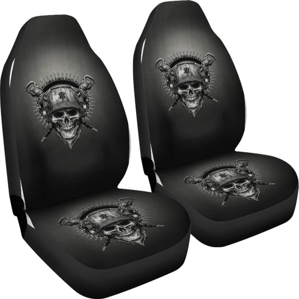 Skull Gift Universal-Fit Polyester FabricD Skull Car Seat Cover Set