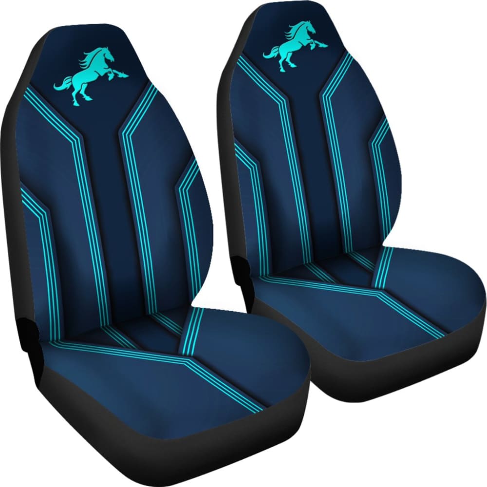 Amazing Turquoise Horse Mustang Custom Metallic Style Printed Car Seat Covers